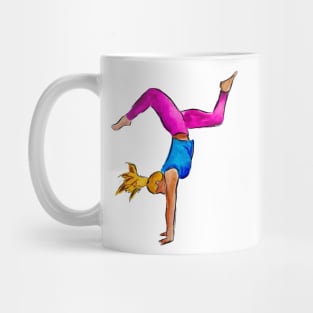 Blonde Girl Doing Handstand Mug